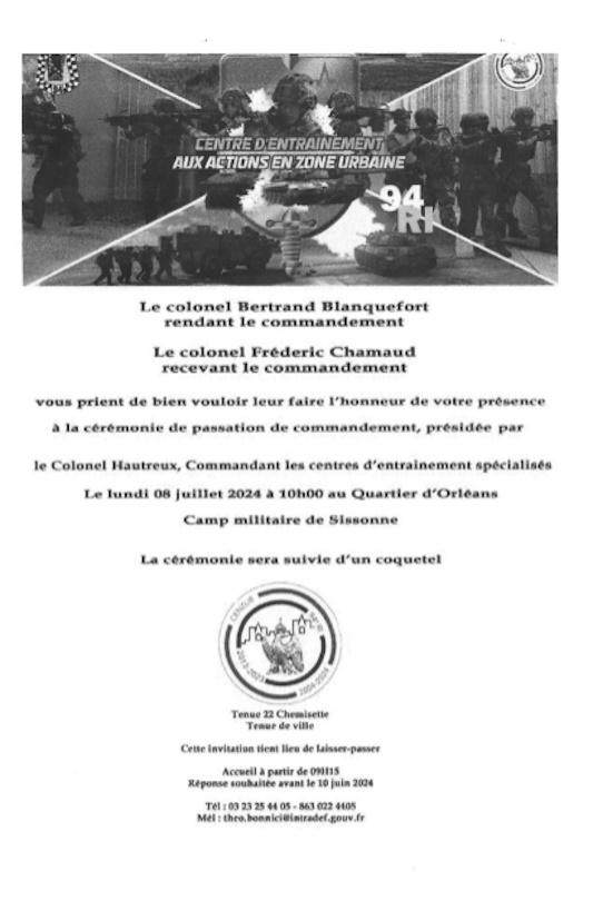 2024 05 30 invitation passage de commandement 8 juillet 2024